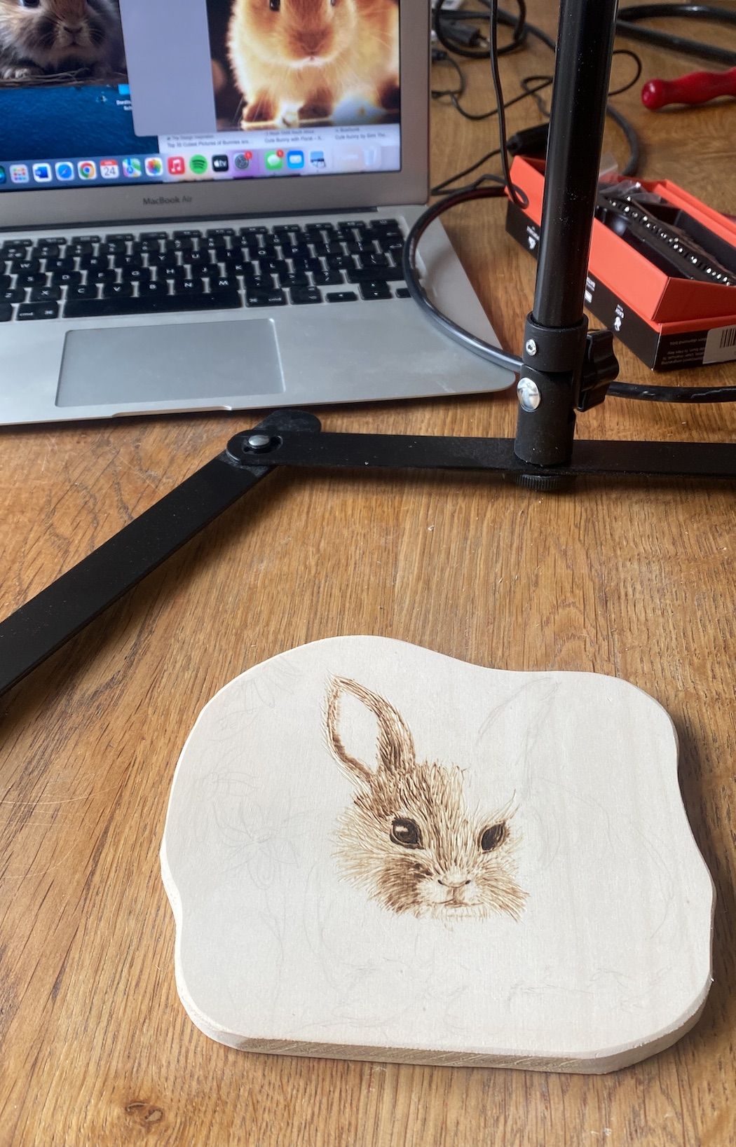 Start houtbranden konijntje